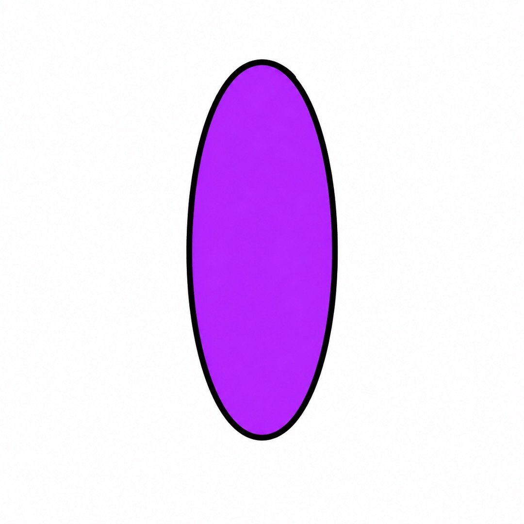 Step one of a Butterfly drawing with Colour showing a simple purple oval body.
