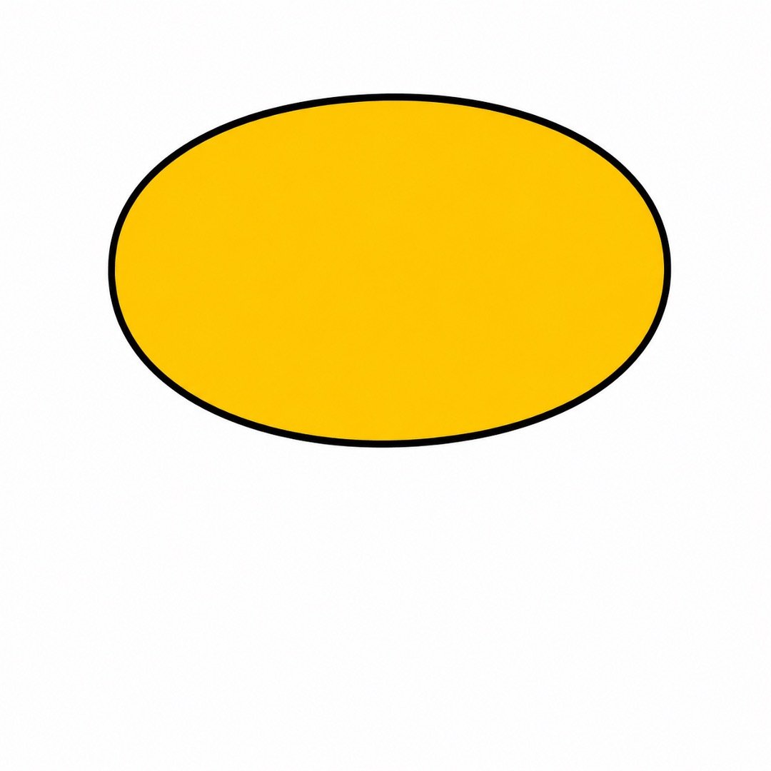 Step 1 of a Dog drawing with colour showing a simple golden-yellow oval for the head.