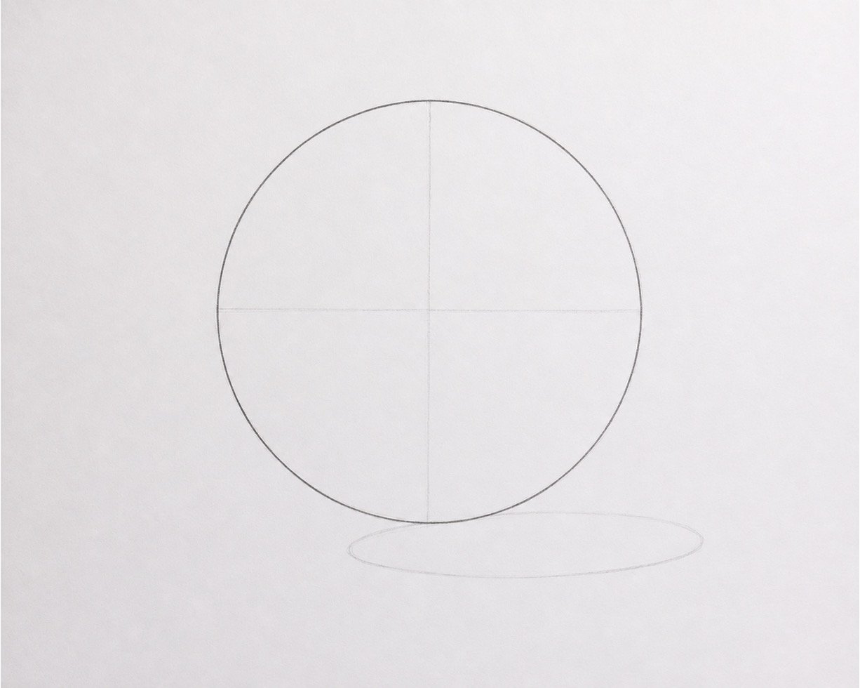 Refined volleyball outline with a clean outer contour and faint construction guides.