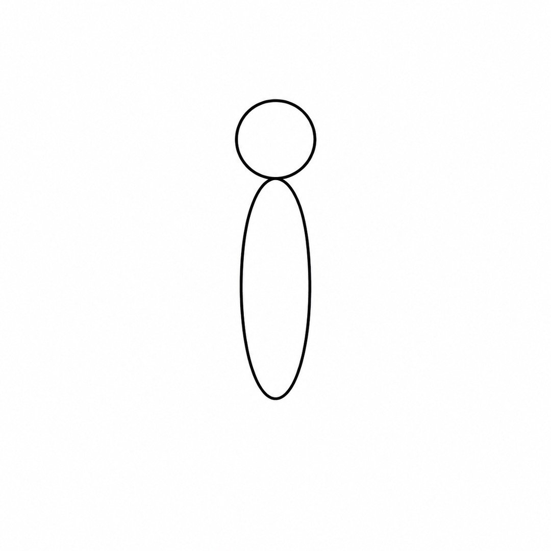 Butterfly head with a long narrow oval underneath for the body.