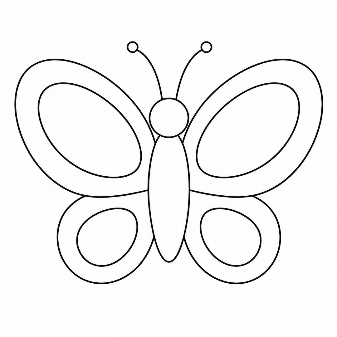 Butterfly outline with smaller oval shapes drawn inside all four wings.