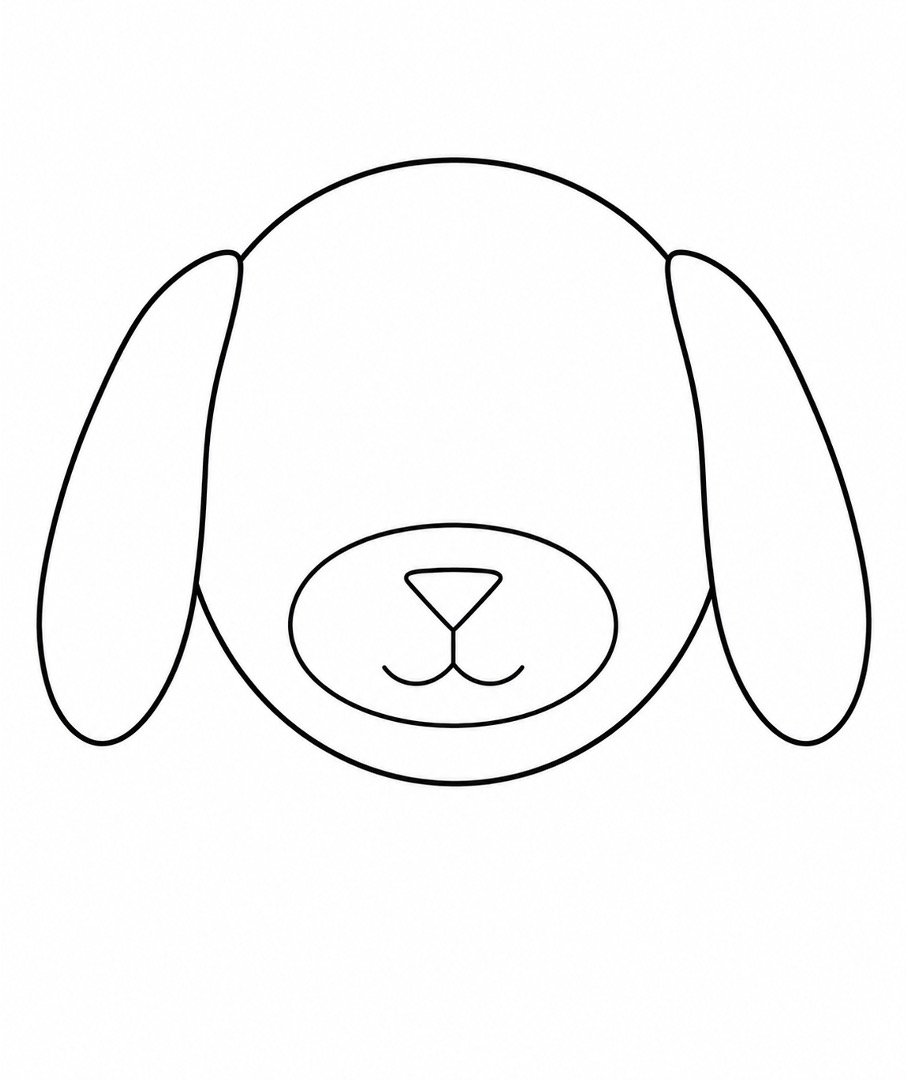 Simple dog face with two long oval floppy ears added.