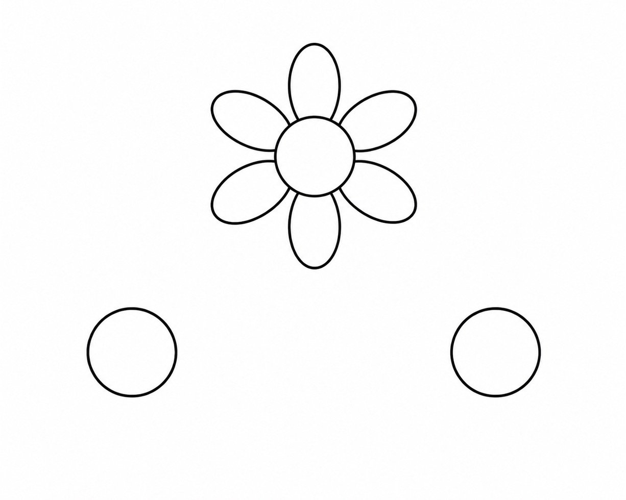 Six oval petals added around the upper flower center.