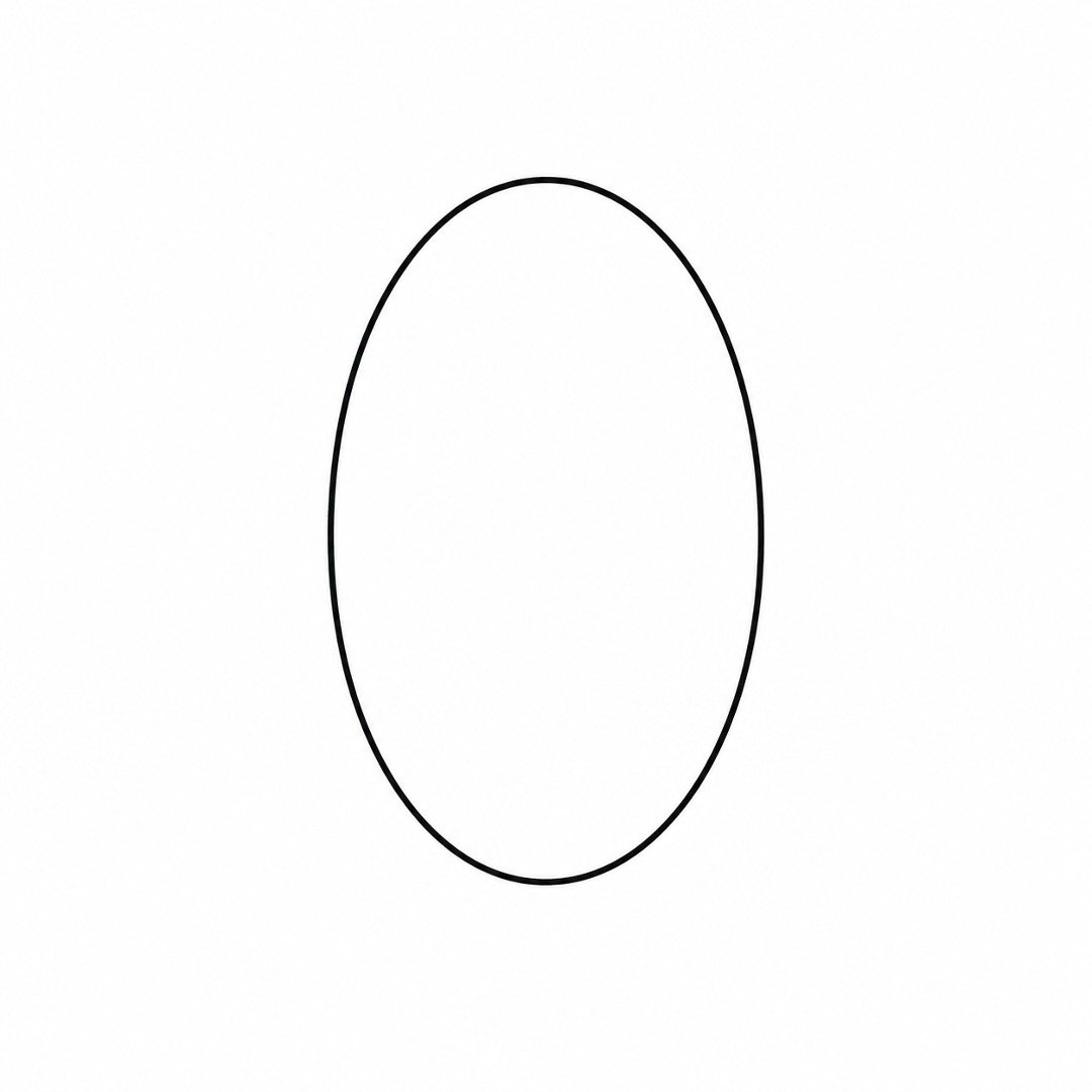Step 1 of an easy pumpkin drawing showing one tall center oval.
