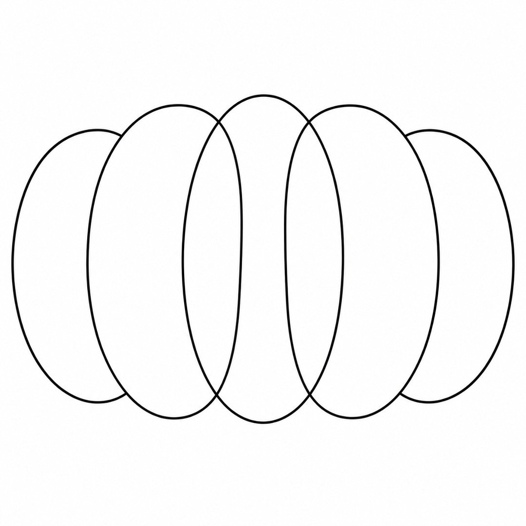 Step 4 showing five overlapping ovals creating a wide pumpkin shape.