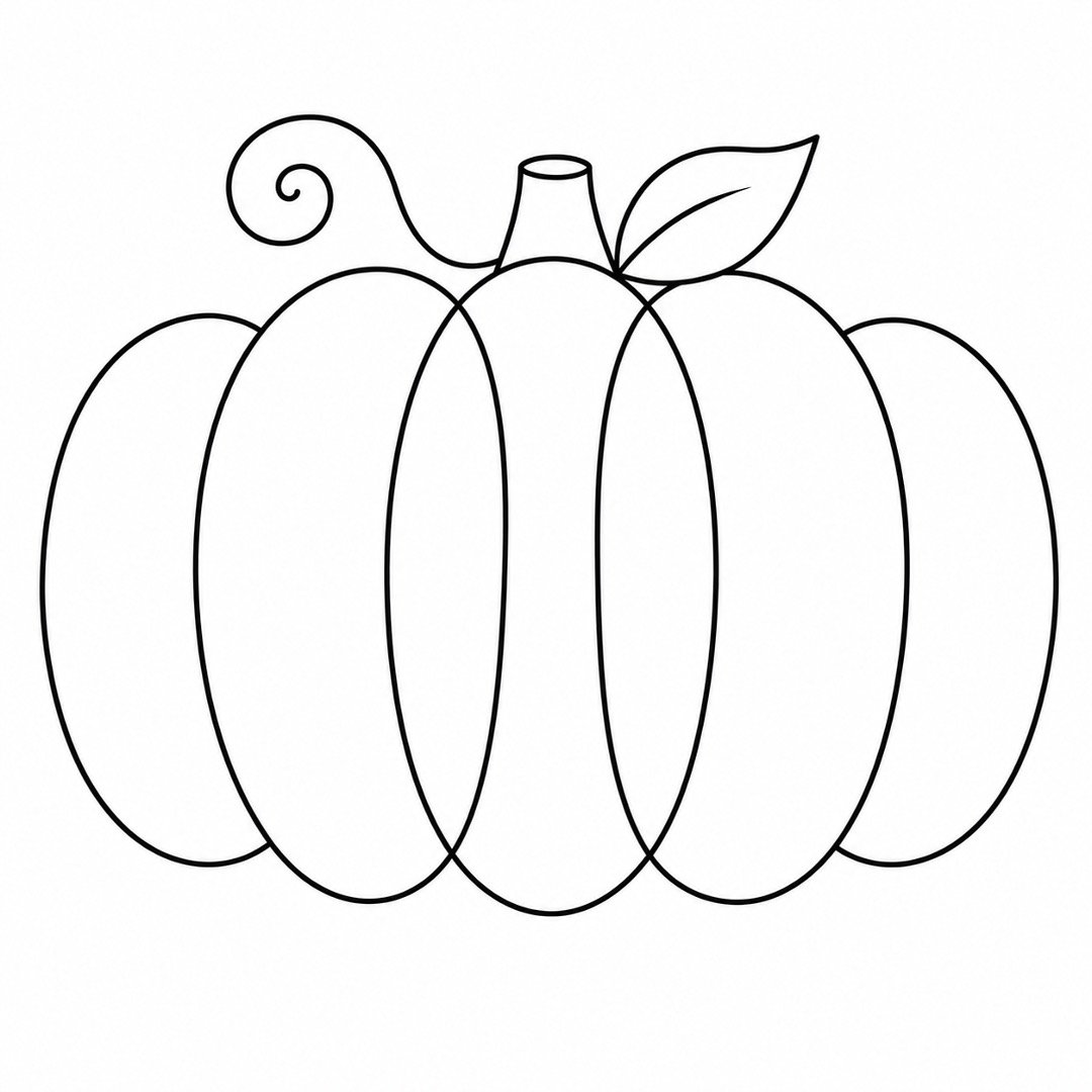 Step 7 showing a curling vine added beside the pumpkin leaf and stem.