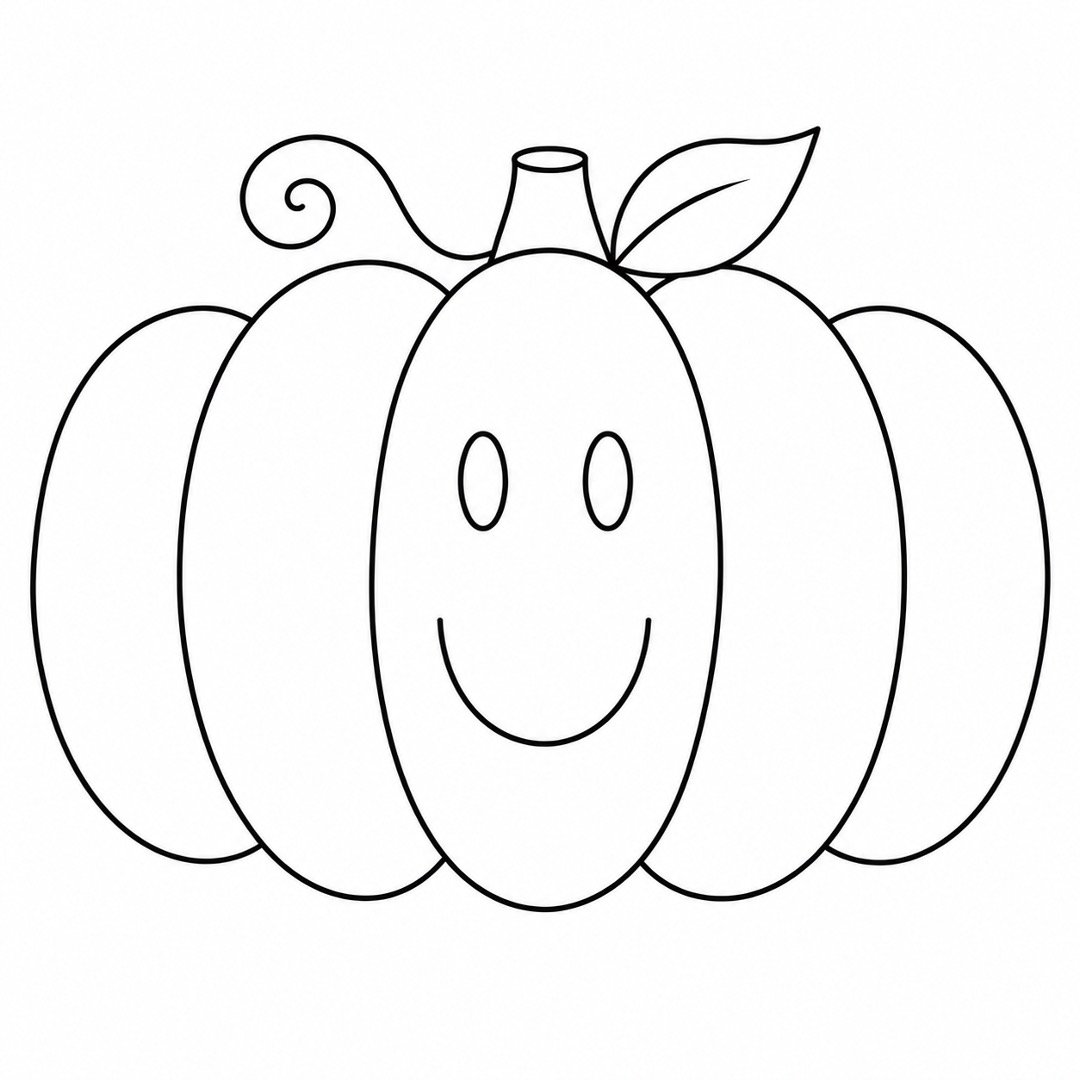 Step 8 showing the completed smiling pumpkin with a stem, leaf, and vine.