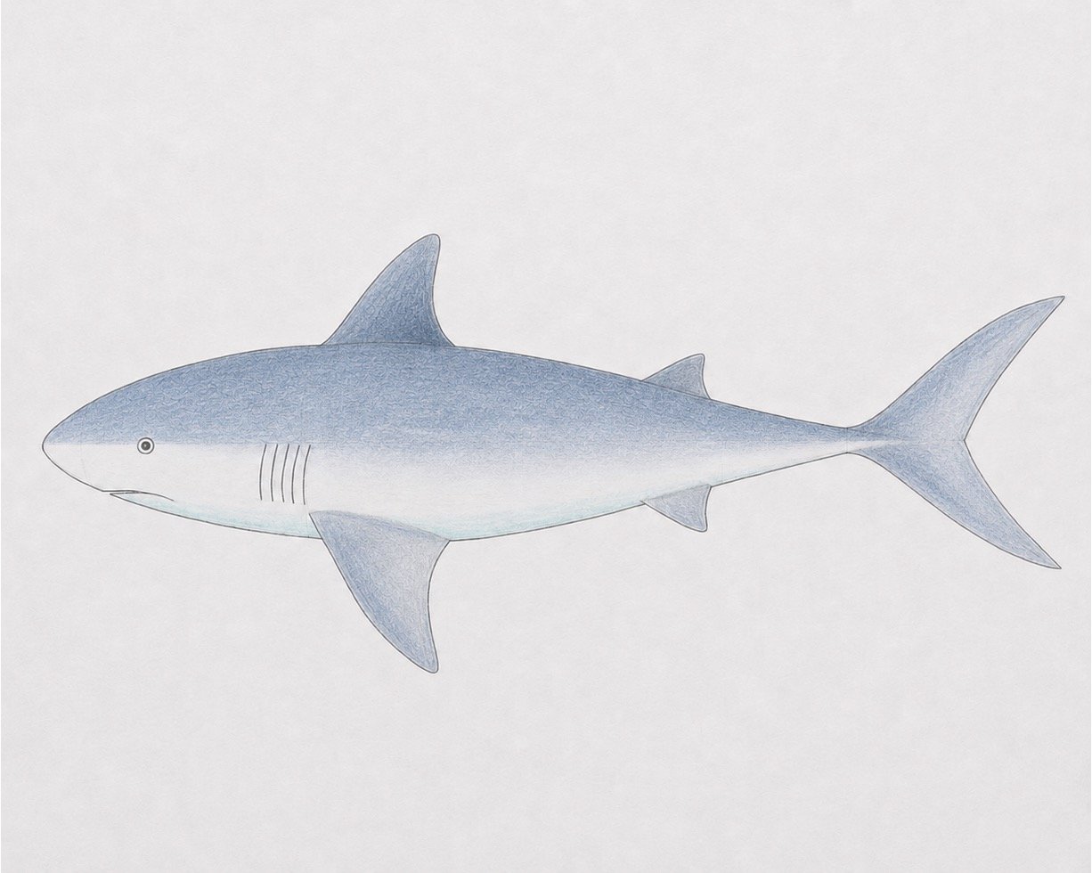 Easy Realistic Shark Drawing in Colour 1