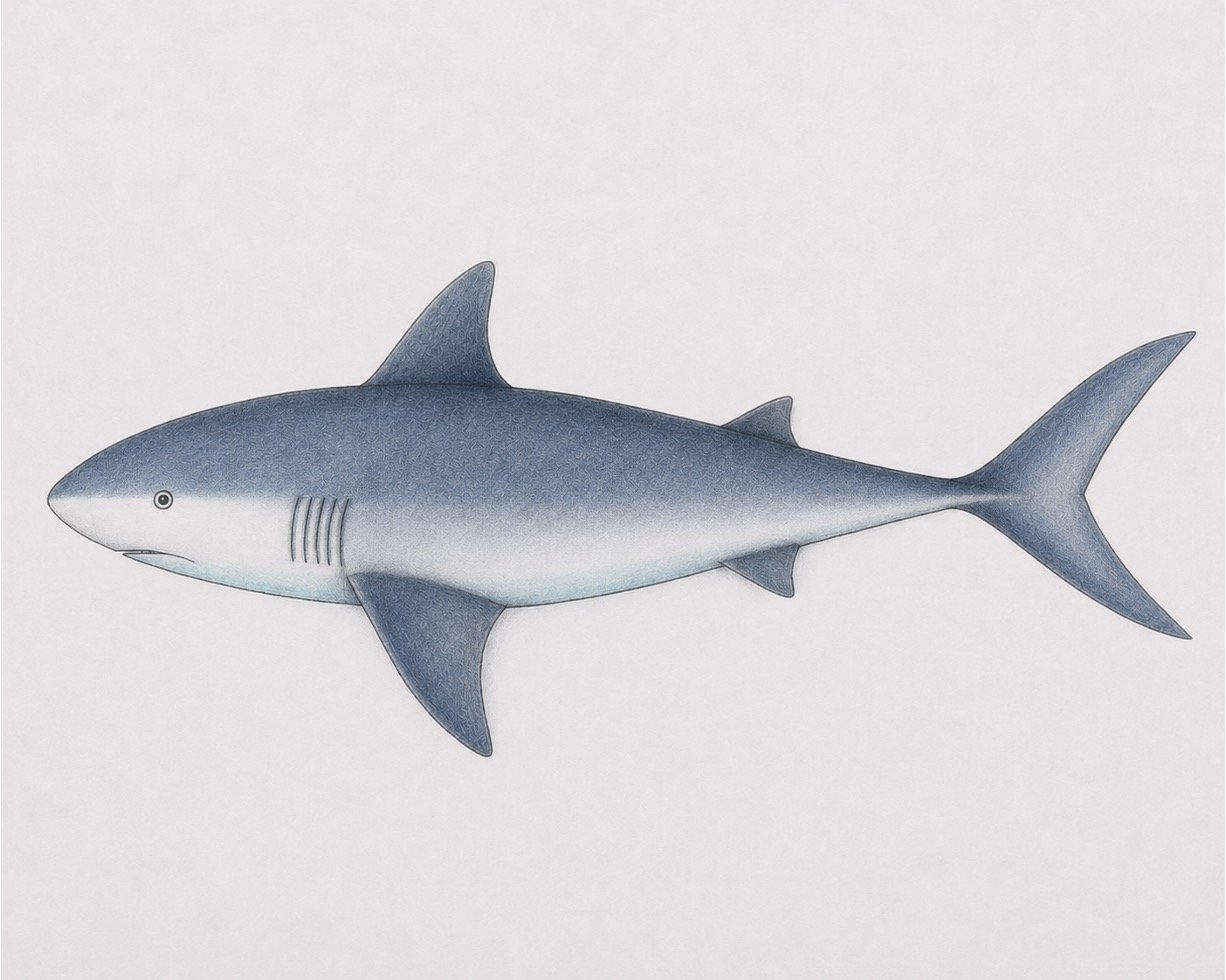 Easy Realistic Shark Drawing in Colour 1