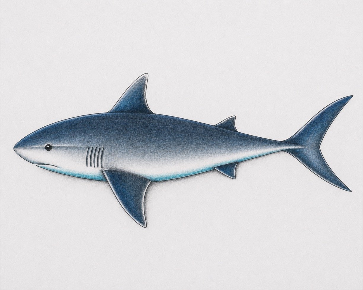 Easy Realistic Shark Drawing in Colour 1