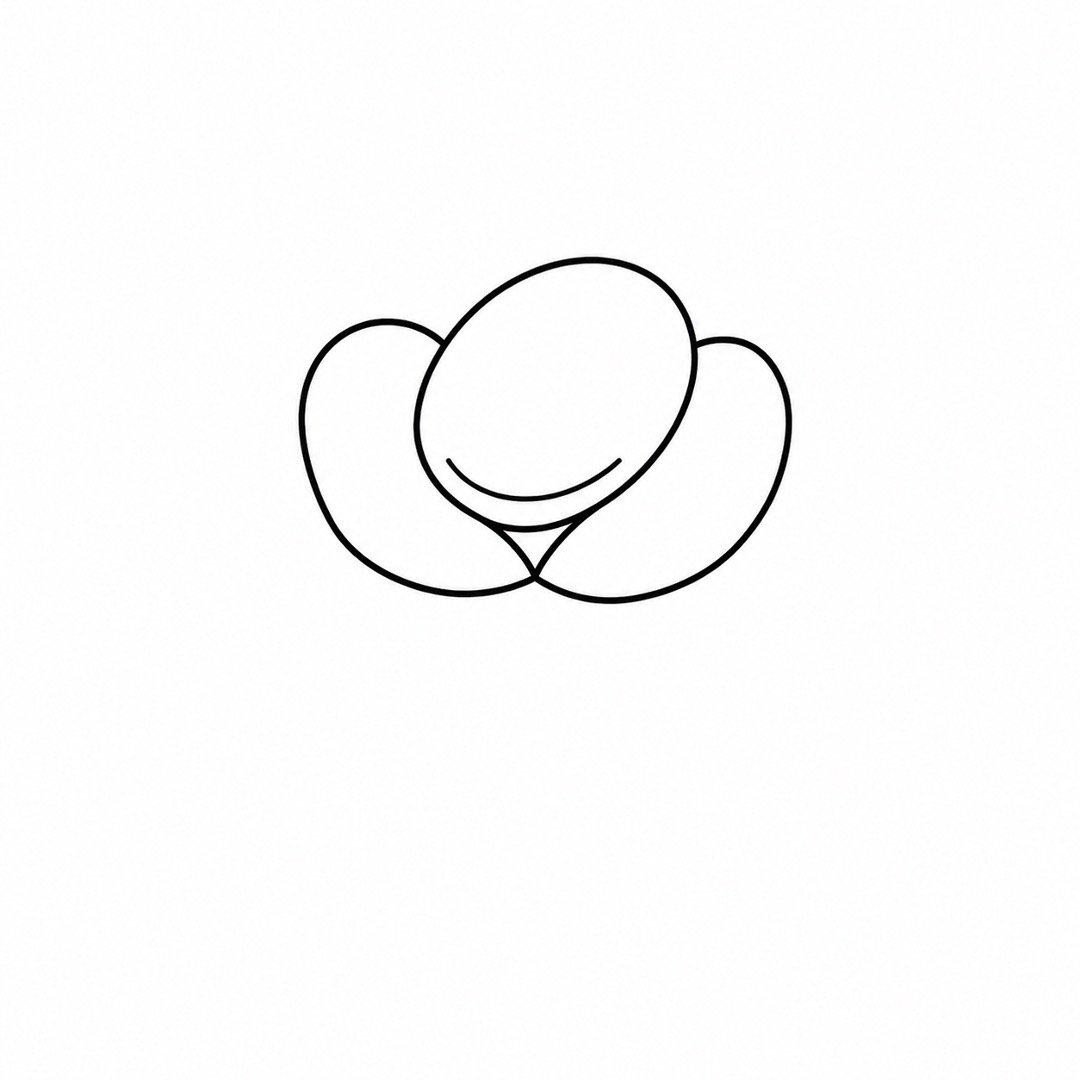 Rose center surrounded by two small curved inner petals.