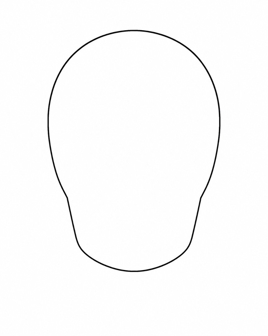 A large upright oval forming the rounded top of a cartoon skull.