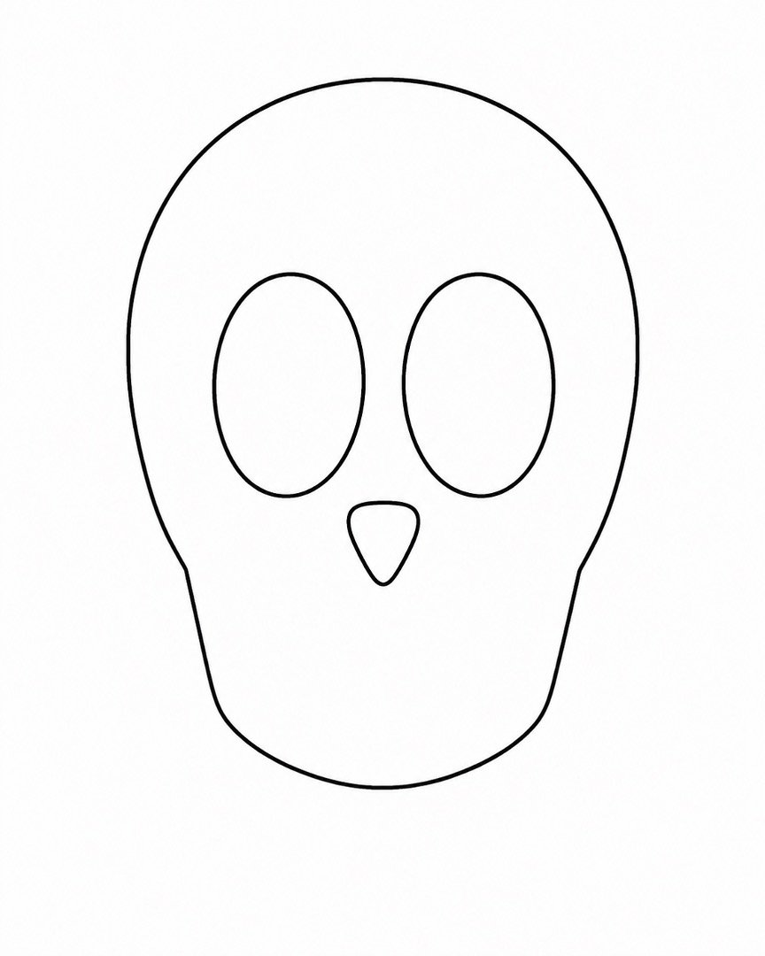A simple skull outline with two large oval eye spaces.