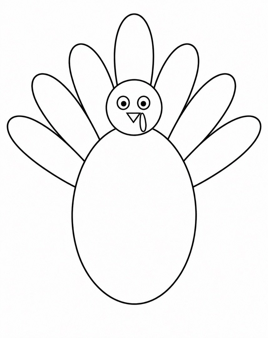 Turkey with a seven-feather oval tail fan behind its body.