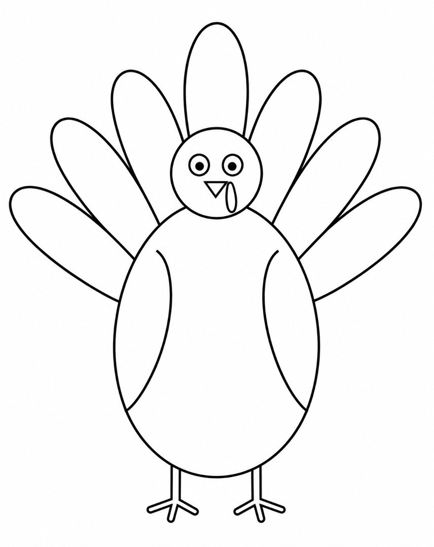 Turkey with two straight legs and three simple toes on each foot.
