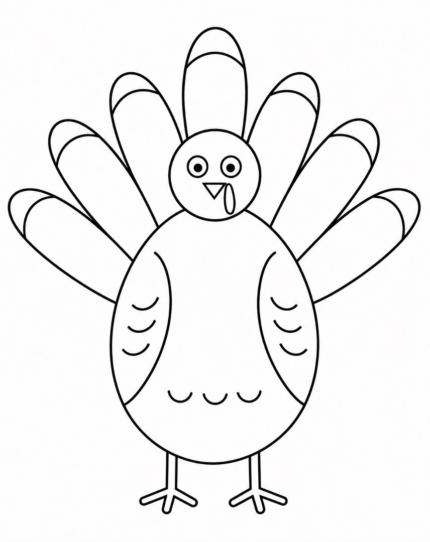 Turkey with curved patterns added inside the tail, wings, and body.