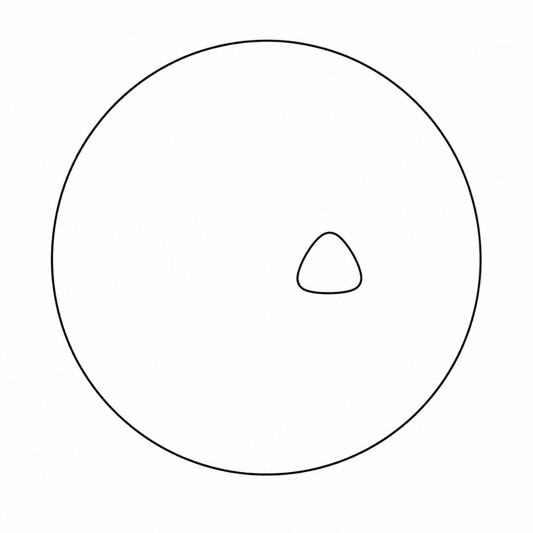 Volleyball circle with a small curved triangle near the center.