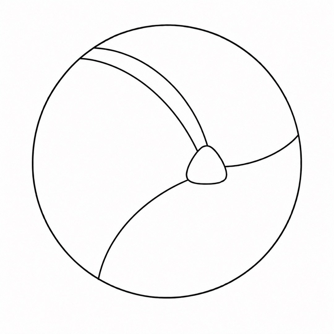 Parallel curve added to form the upper-left volleyball panel.