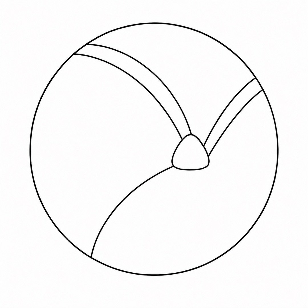 Parallel curve added to form the upper-right volleyball panel.