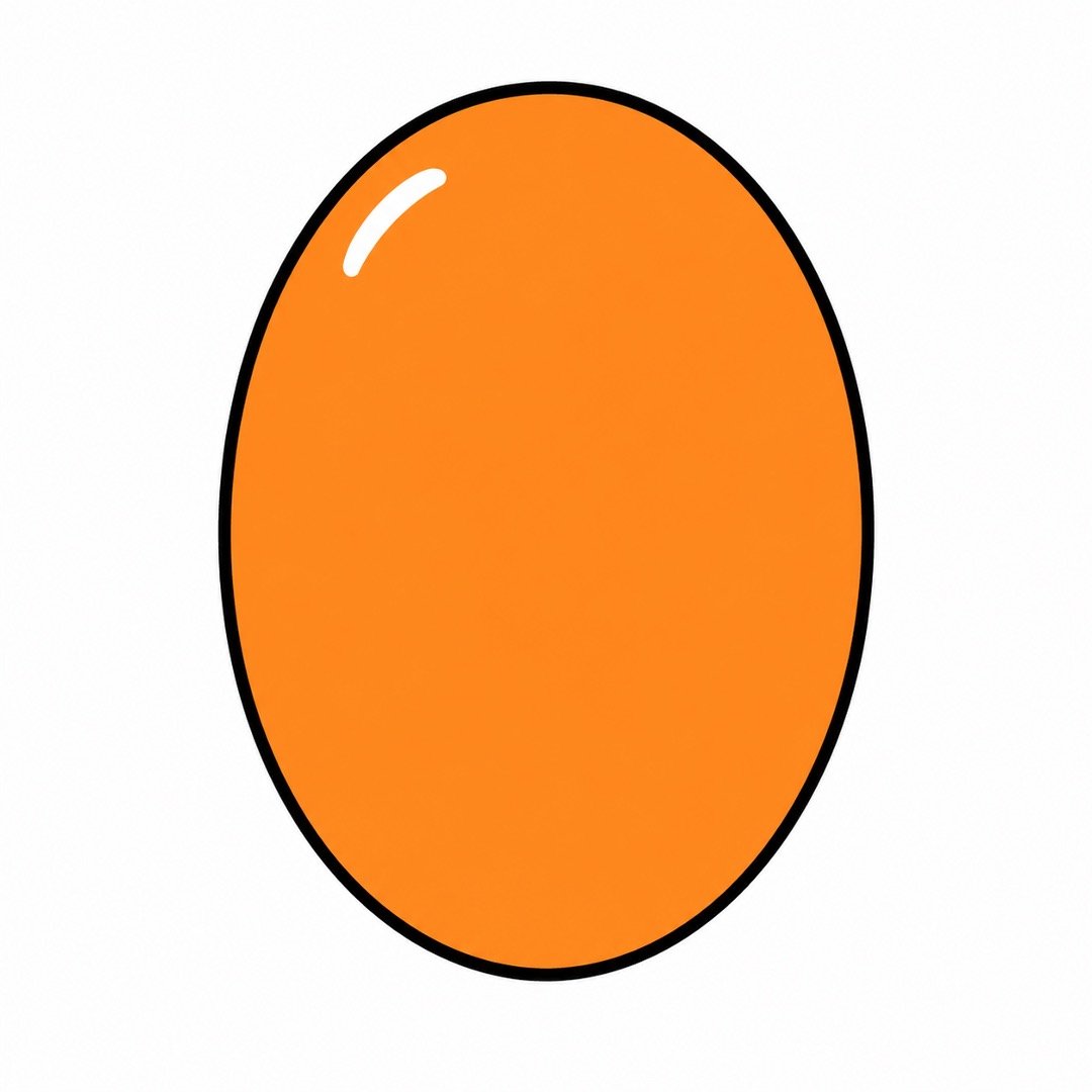 First oval shape for an easy pumpkin drawing with colour.