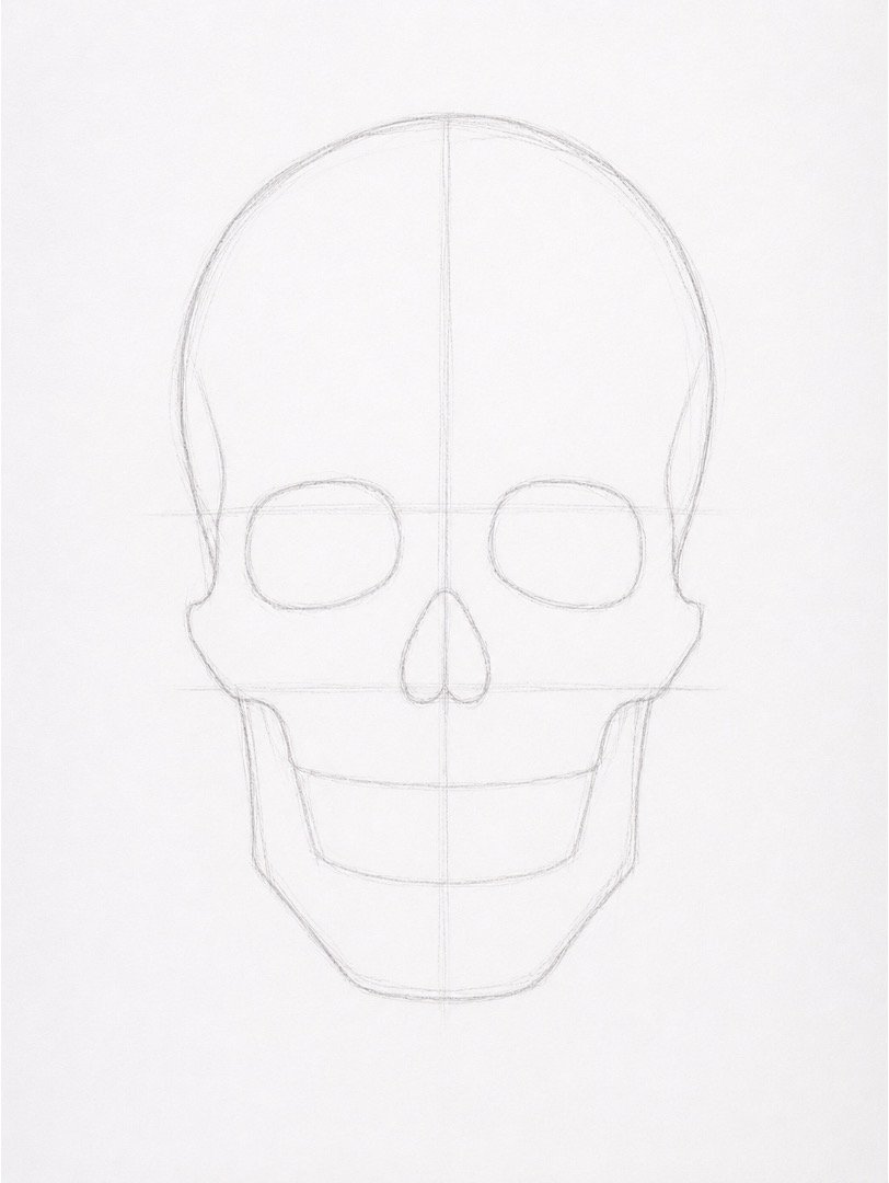 Realistic Colourful Skull Drawing 1