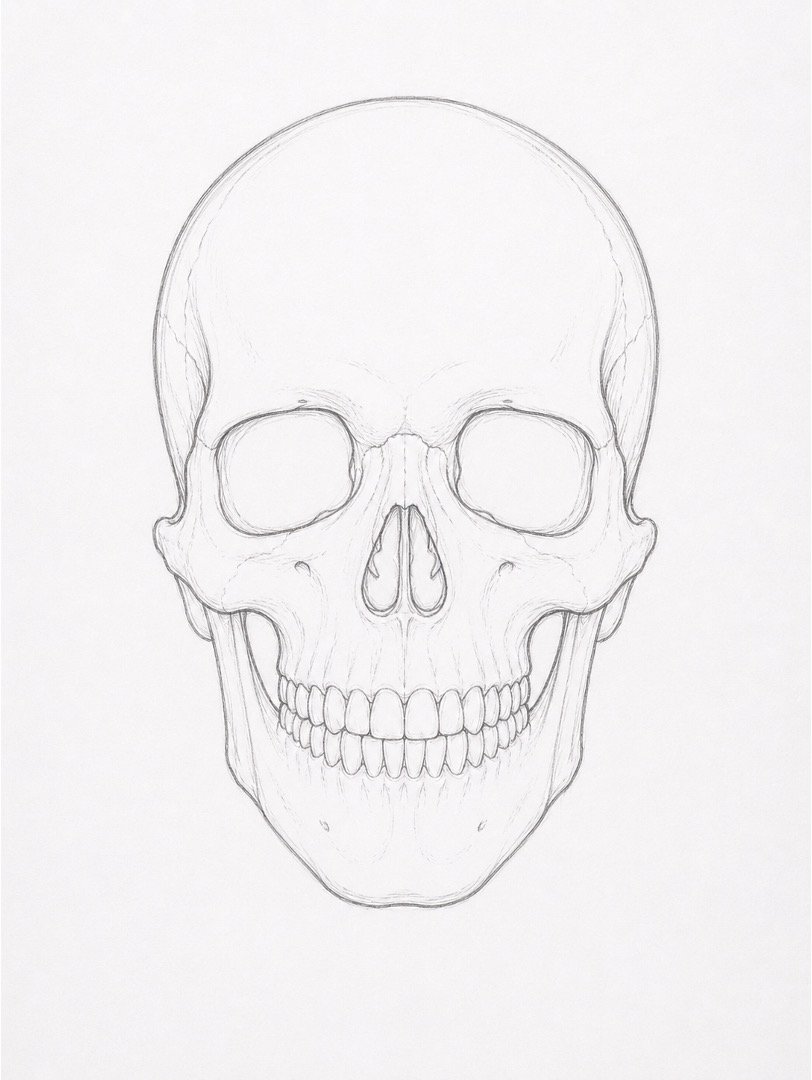 Realistic Colourful Skull Drawing 1