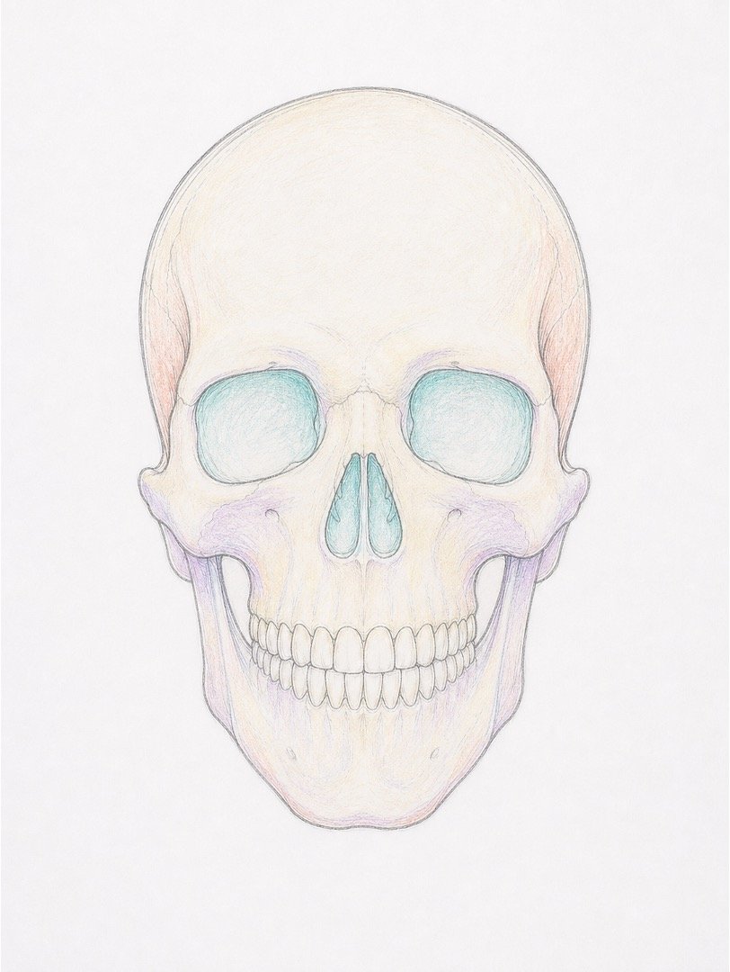 Realistic Colourful Skull Drawing 1