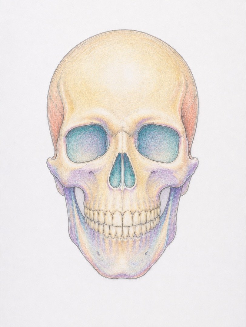 Realistic Colourful Skull Drawing 1