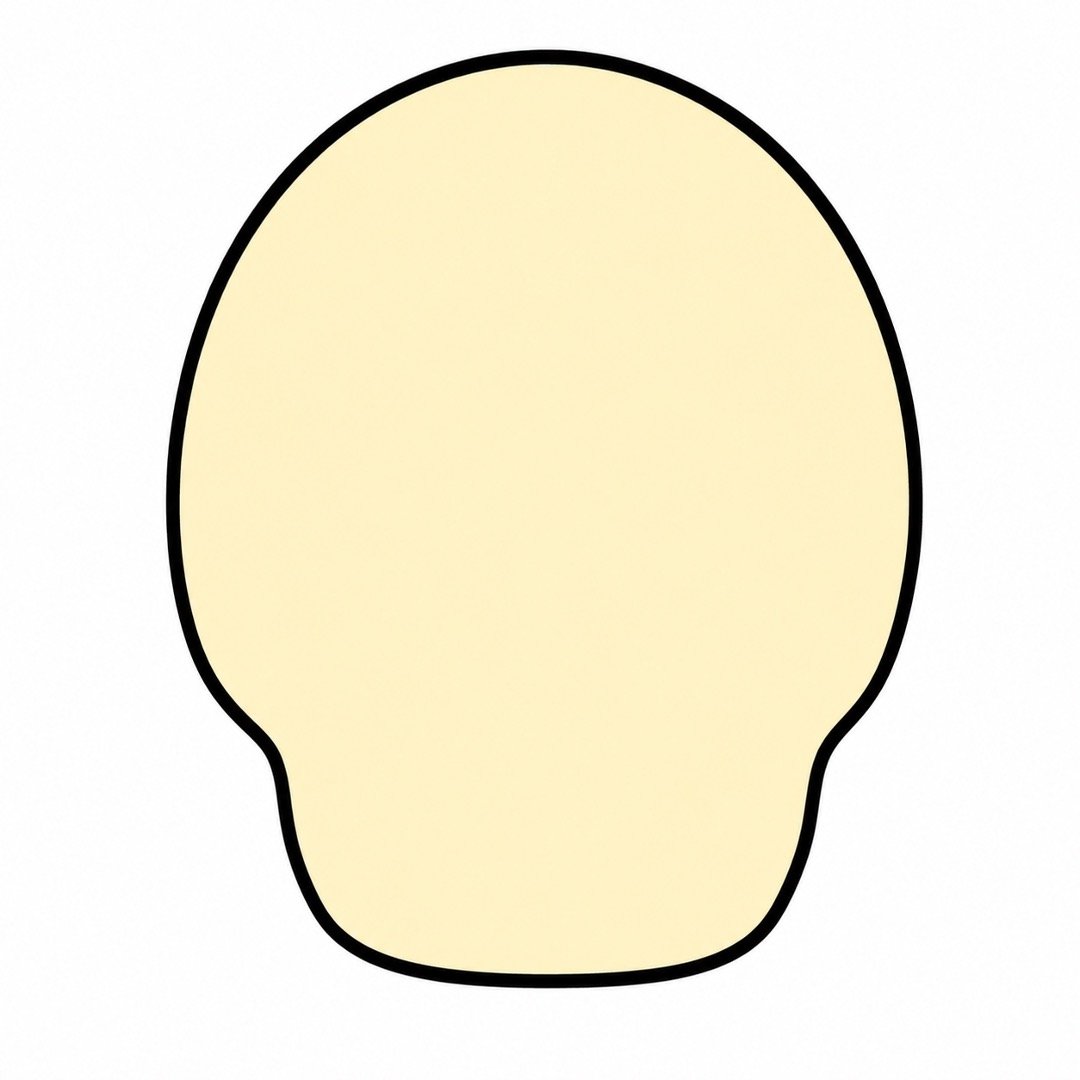 Simple head and jaw outline for a beginner Skull drawing with colour.