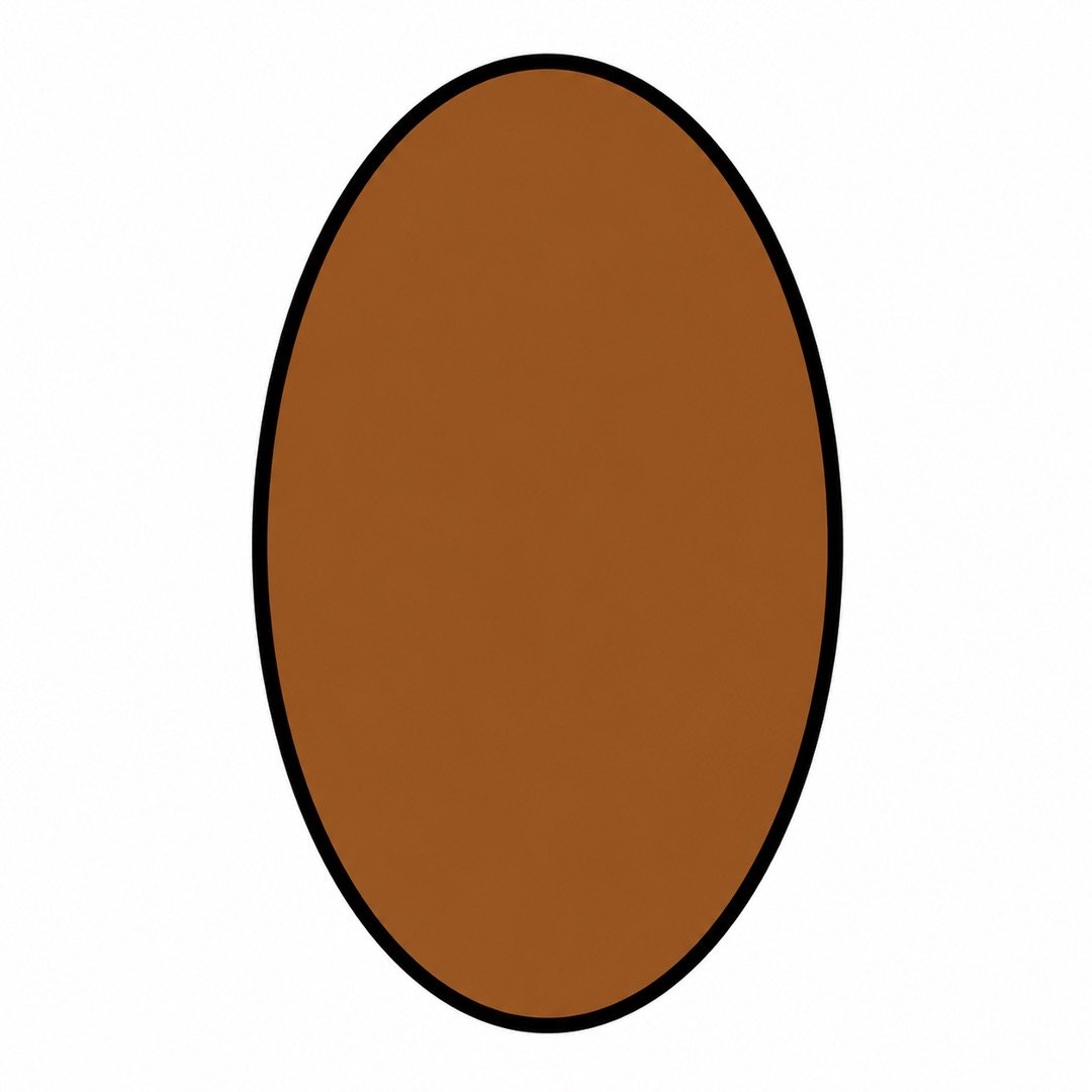 Step 1 of a Turkey drawing with colour showing a simple brown oval for the body.
