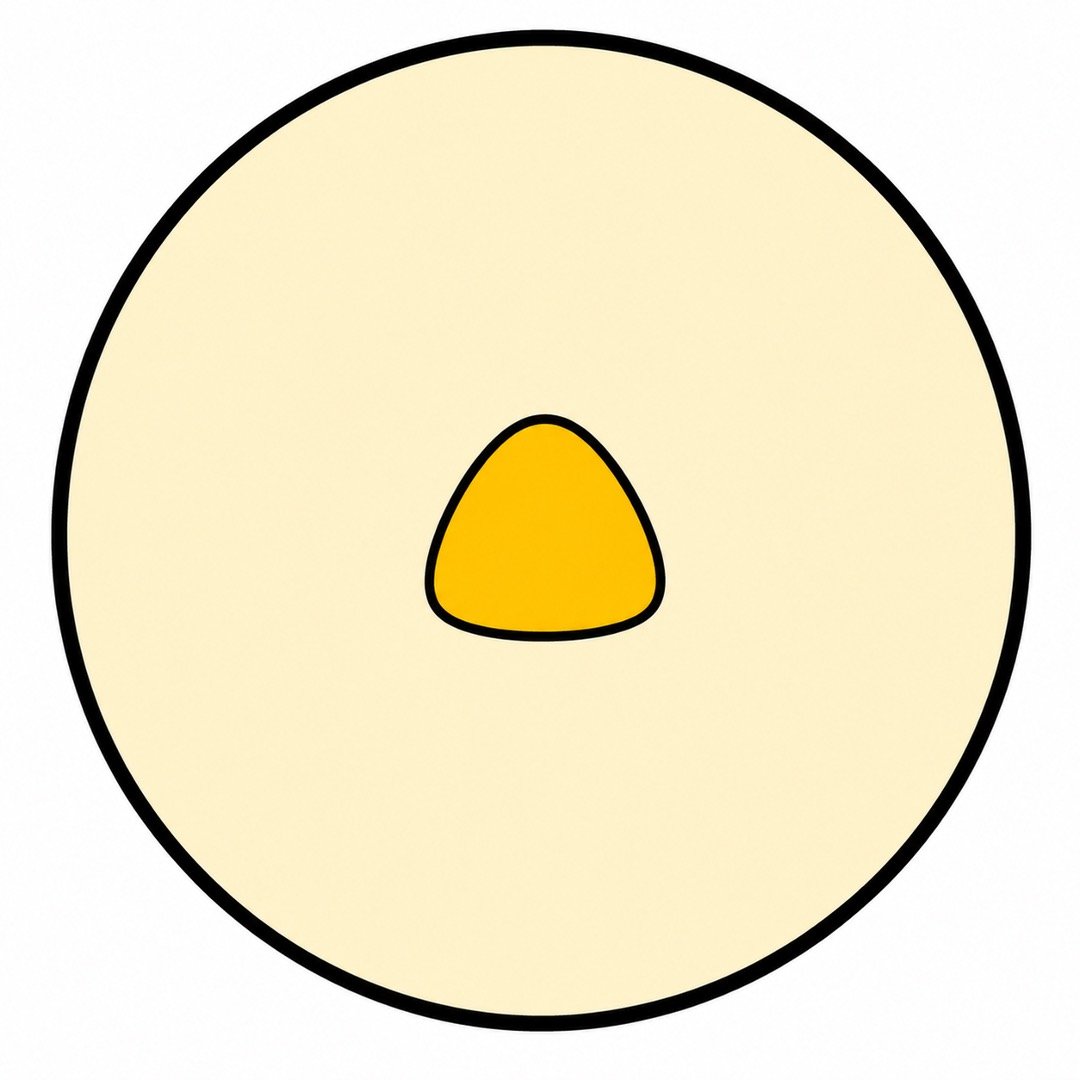Step two of a Volleyball drawing with colour with a golden-yellow rounded triangle inside the cream ball.