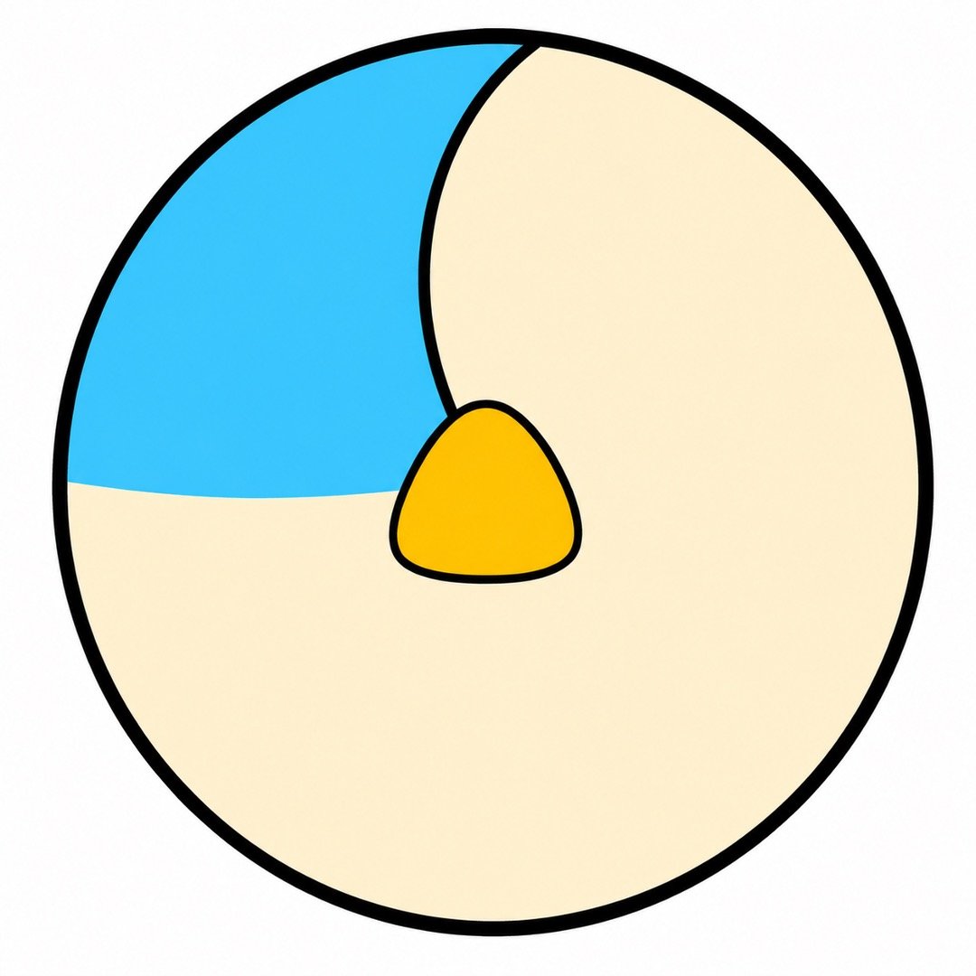 Step three of a Volleyball drawing with colour showing a sky-blue top panel added to the ball.