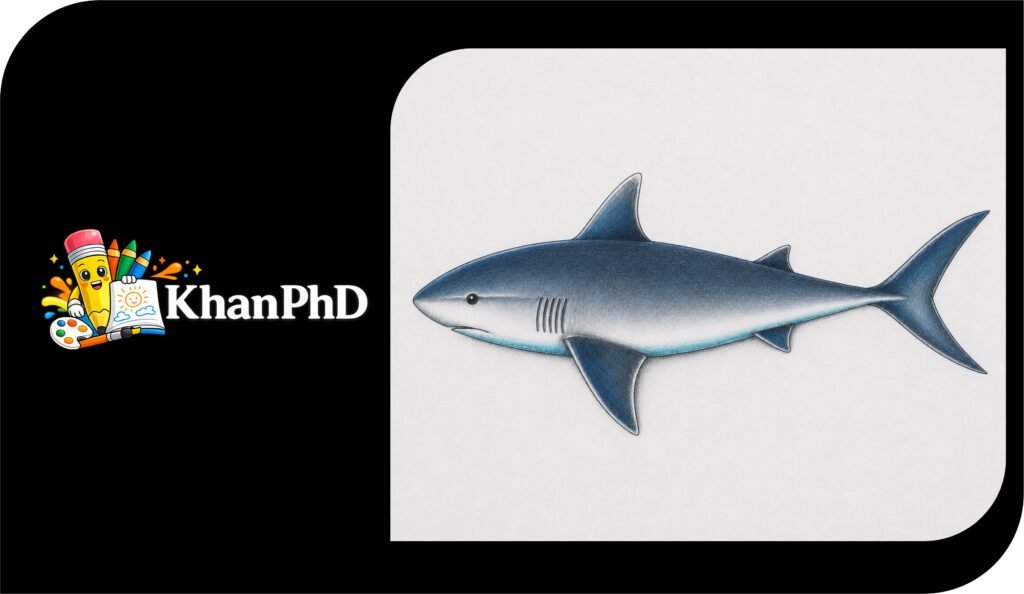 Easy Realistic Shark Drawing in Colour 1
