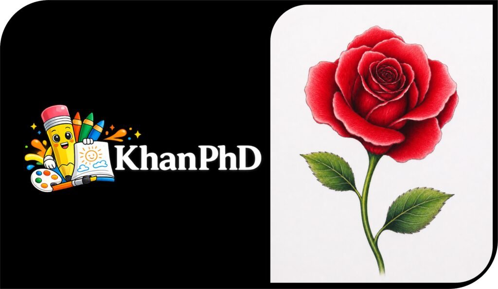 Easy Rose Drawing with Colour for Beginners