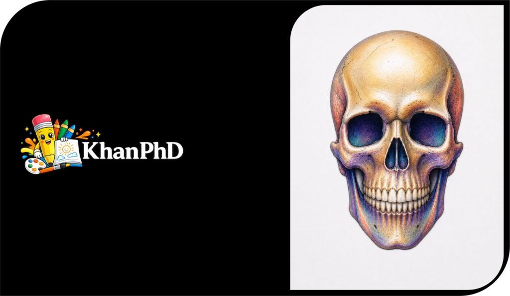 Realistic Colourful Skull Drawing
