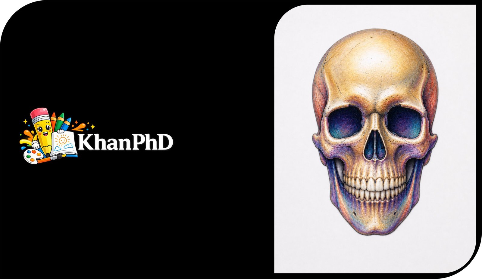 Realistic Colourful Skull Drawing