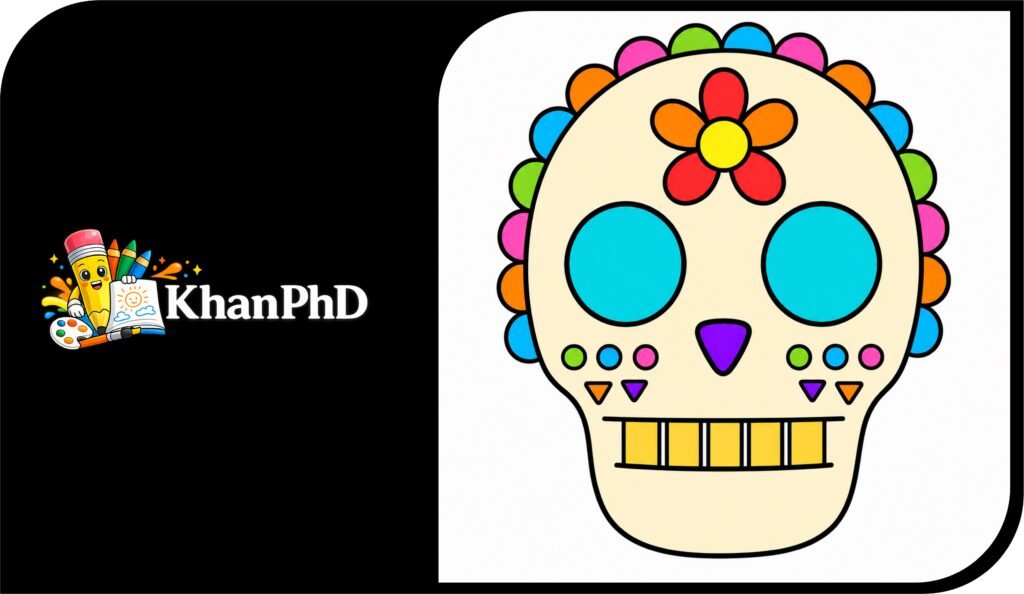 Skull Drawing with Colour