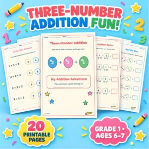 Addition worksheets For grade 1 3 digits