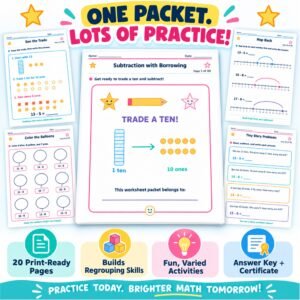 Subtraction worksheets for grade 1 with borrowing