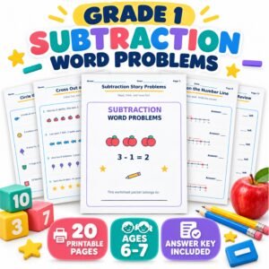 Subtraction worksheets for grade 1 word problems